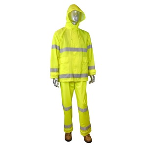 Combinaison de pluie haute visibilité de classe 3 ANSI, imperméable, en tissu Oxford réfléchissant, ensemble veste et pantalon de sécurité pour les travailleurs du bâtiment - Product Image 1