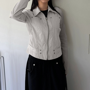 Chaqueta de Trabajo para Mujer, Tejido de Punto, Cierre de Cremallera, Blazer Ajustado, Manga Larga, Estilo Casual Urbano, Prenda Exterior Moderna, Chaqueta con Cremallera para Mujer - Product Image 2