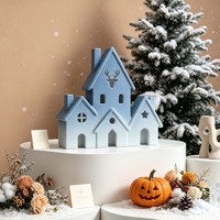 Moule en silicone DIY en forme de maison de Noël avec cerf, pour boîte à lumière creuse, support de bougie en plâtre ou résine, et décoration d'intérieur
