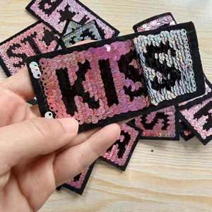 New Iron on Funny Flip Sequin pink Sliver Kiss Star <b>Valentine</b> Patch for Clothing <b>Bag</b> Decoration - Product Image 4