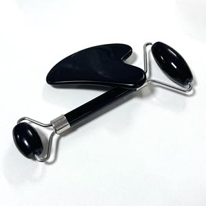 Black Obsidian Heart-Shaped <b>Double</b>-Headed Roller Facial Massager Set - Product Image 3