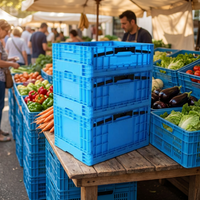 Caisses empilables réutilisables en plastique écologiques pour le stockage des légumes et des fruits