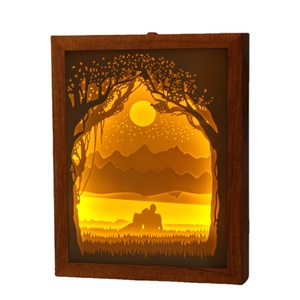Tùy Chỉnh Thắp Sáng Hộp Bóng Tường Treo Nghệ Thuật Vẽ Tranh Trang Trí Bằng Gỗ Khung Khuyến Mại Chất Liệu Giấy - Product Image 1