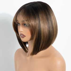 Peluca frontal transparente sintética HD con encaje, pre-arrancada, sin pegamento, estilo bob ondulado en capas para mujer - Product Image 2