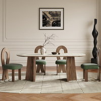 Moderner Französischer Schiefer Ovaler Massivholz-Esstisch und Stuhl-Set für Wohnzimmer Wohnmöbel