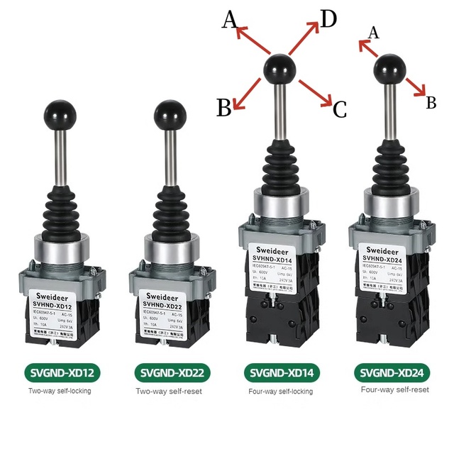 22MM 4-way Position Self-return Cross Master Rocker Switch 2 Direction Lock Monolever Stick Joystick Switch Toggle Switches