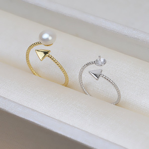 Lot de 10 anneaux ouverts en argent S925, forme triangle, pour accessoires DIY, style torsadé simple, porte-perles vide pour bijoux féminins, 5-8 mm - Product Image 1