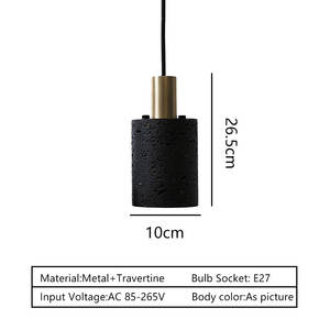 Pendelleuchte |   Schwarze Stein-Pendelleuchte für Küche, Esszimmer, Hotel, Innenbeleuchtung - Product Image 1