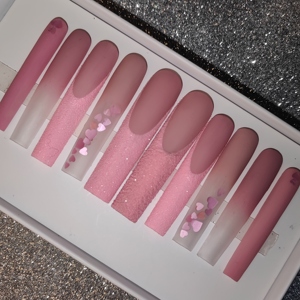 <span class=keywords><strong>Elegantes</strong></span> <span class=keywords><strong>uñas</strong></span> en forma de ataúd, diseño 3D, <span class=keywords><strong>Uñas</strong></span> postizas a presión, <span class=keywords><strong>colores</strong></span> suaves, patrón de estilete de mariposa sin pegamento para dedos - Product Image 2