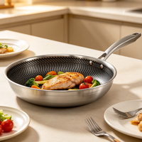 Poêle à frire en acier inoxydable de qualité supérieure à 3 couches avec poignée en acier inoxydable pour la cuisson des steaks, des œufs et des légumes en cuisine