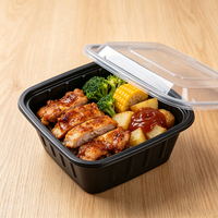 Boîte à bento carrée en plastique sans BPA pour les repas à emporter des restaurants