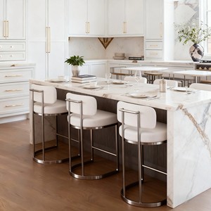 Silla <span class=keywords><strong>de</strong></span> Bar para Restaurante, Mesa <span class=keywords><strong>de</strong></span> Isla <span class=keywords><strong>de</strong></span> Acero Inoxidable, <span class=keywords><strong>Taburete</strong></span> Alto Minimalista Moderno <span class=keywords><strong>de</strong></span> Diseño, <span class=keywords><strong>Respaldo</strong></span> para Recepción - Product Image 4