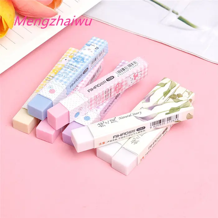 Sngapore hot sale back to school stationery candy color erasers for kids school office eco rubber drawing erasers for children