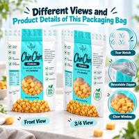 Sachet Doypack refermable en plastique avec fenêtre pour flocons de Chin Chin et chips nigérianes, personnalisable pour l'impression alimentaire