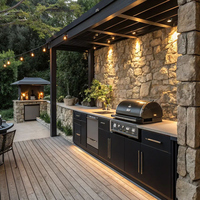 Cuisine extérieure, îlot de cuisine pour patio, barbecue, gril Kamado, armoires de cuisine extérieures en aluminium, design écologique et durable