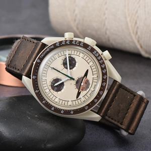 Montres à quartz de luxe <span class=keywords><strong>Moonswatch</strong></span> pour hommes, haute qualité, chronographe étanche, bracelet en plastique, céramique, cuir, design en carton - Product Image 2