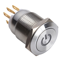 ONPOW Interrupteur à bouton-poussoir momentané 19mm LAS1GQ-11DT/S