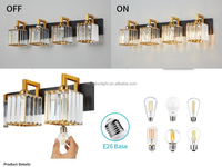 Lampes murales LED multi-têtes KangDuo, blanc chaud, en fer, style nordique moderne minimaliste, E26 AC 85-165V IP44, abat-jour en cristal pour salle de bain, garantie 3 ans