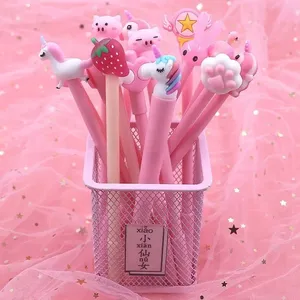 Lot de 20 stylos gel mignons à motif de dessin animé, stylos de signature de bureau, encre gel noire 0,5 mm, fournitures scolaires roses Kawaii, papeterie pour étudiants - Product Image 6