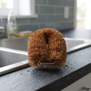 Multi-functional Coconut Coir Bristle Wood Handle Eco-Friendly Scourer Cleaning <b>Brush</b> with Soft Bristles Home Kitchen Use 14x9cm - Product Image 3