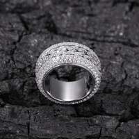 Hailer-joyas tachonadas con gemas chapadas en oro, anillo cubano de moissanita de hip hop, anillos de plata 925 # para hombres