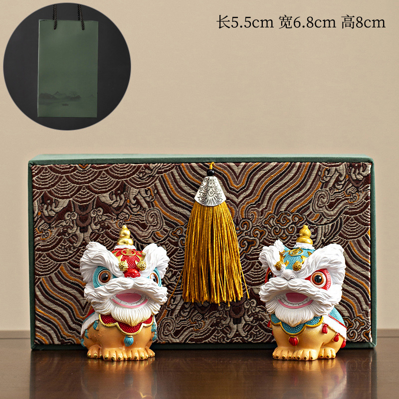 Danse du lion Hn [paire rouge et verte] + coffret cadeau double vert