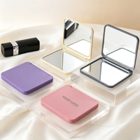 Miroir de maquillage compact portable double face pliable personnalisé pour cadeau