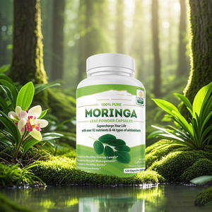 OEM 100% kapsul bubuk daun Moringa murni dengan 92 + nutrisi & 46 jenis antioksidan mendukung manajemen berat antioksidan - Product Image 4