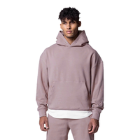 Set Hoodie Pria Ukuran Besar Bahan Polyester/Katun Tebal Kasual Solid Bernapas Berlapis Fleece 345 GSM untuk Musim Dingin