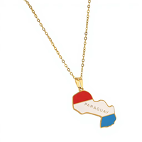 Vente flash - Collier avec pendentif en acier inoxydable - Carte du Paraguay, de l'Équateur et de l'Uruguay - Bijoux avec carte du pays pour hommes et femmes
