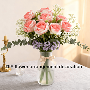 بيع بالجملة زهور الزفاف الحريرية الوردة التي تعمل باللمس الحقيقي وردة اصطناعية للزفاف ديكور غرفة المعيشة للممر - Product Image 6