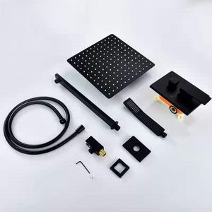 Grifo de ducha cuadrado oculto de 10 pulgadas con módem, juego de ducha de lluvia de baño de una sola función de latón negro, masaje de chorro suave - Product Image 6