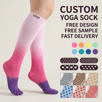 Chaussettes de sport pour femmes, légères, en coton, avec grip en silicone, cinq doigts, soutien de la voûte plantaire, pour la salle de sport