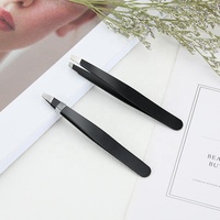 Pinzas para Cejas Personalizadas de Acero Inoxidable Antiestáticas en Negro, Rosa y Dorado con Punta Biselada para Depilación de Marca Propia