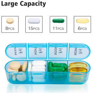 Organisateur de pilules 4 fois par jour, <span class=keywords><strong>boîte</strong></span> <span class=keywords><strong>à</strong></span> pilules, grand organisateur de médicaments hebdomadaire pour les voyages avec des compartiments individuels amovibles - Product Image 2