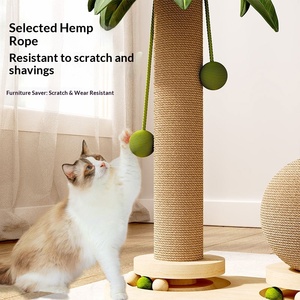Árbol para gatos de madera maciza de cocotero, directo de fábrica, todo en uno, que ahorra espacio, con poste rascador de papel y cama, para comercio transfronterizo - Product Image 3