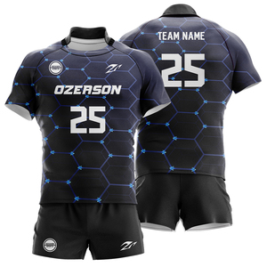 制造商低价定制标志男装超大橄榄球衬衫批发升华复古条纹高品质橄榄球运动衫套装 - Product Image 5