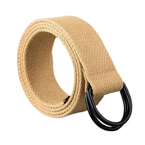 New Fashion Solid Canvas Colorful With D Ring Buckle Plain Cotton Webbing Belts With Metal Tips