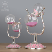 Sablier décoratif en forme de cœur, style européen, luxe rétro, artisanat artisanal, ornements pour la maison, rempli de pierres précieuses, cadeaux