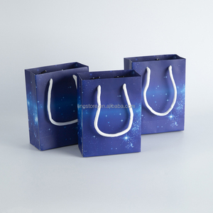 Blue 12x5.7x16cm Distinctive Advertising Paper Bag Elegant Handles <b>Environment</b>-Friendly Beautiful Design for Jewelry Containers - Product Image 2