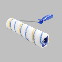 Rouleau à peinture professionnel pas cher 9 pouces, jaune et bleu rayé avec manche bleu