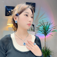 Bijoux afghans Boucles d'oreilles sexy féminines en tanzanite bleue et brillante en laiton zirconium Aiguille en argent non allergique Cadeau d'anniversaire
