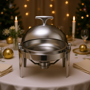 เครื่องอุ่นอาหารสแตนเลสทรงกลม 6 ลิตร ดีไซน์หรูหรา สำหรับงานจัดเลี้ยง - Product Image 2