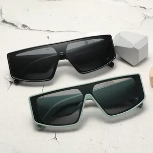 선글라스 2022 UV 보호 블랙 사용자 정의 로고 플랫 탑 베스트 셀러 2023 스퀘어 남성용 원피스 대형 선글라스
