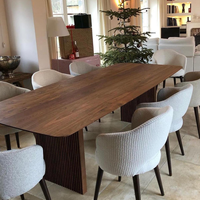 Table à manger sur mesure en bois massif, base en piédestal cannelé personnalisée, bureau en bois, table de conférence de luxe en noyer