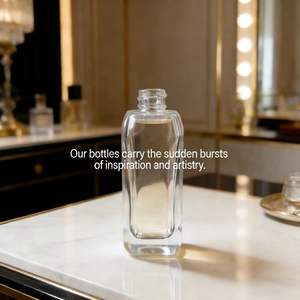 Nuevo Frasco de Perfume Cuadrado con Tapa de Rosca, 45 ml, Vacío, de Lujo, Transparente, con Base Gruesa y Pulverizador - Product Image 2