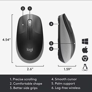 Original M190 <b>Wireless</b> <b>Mouse</b> Full Size Ambidextrous Curve Design M190 - Product Image 4