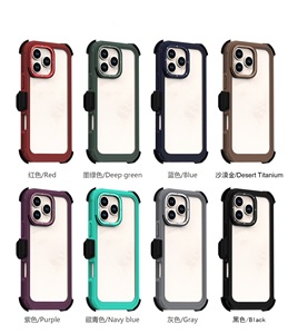 Cover Posteriore Antiurto 3 in 1 per <span class=keywords><strong>iPhone</strong></span> 16 14 13 12 <span class=keywords><strong>11</strong></span>, <span class=keywords><strong>Custodia</strong></span> <span class=keywords><strong>Protettiva</strong></span> a 360° con Clip da Cintura per Serie Samsung S24 S25 - Product Image 1