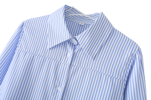 Camicia casual da donna a righe <span class=keywords><strong>blu</strong></span> a <span class=keywords><strong>maniche</strong></span> <span class=keywords><strong>lunghe</strong></span> - Product Image 3