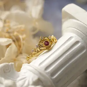 Materiale in argento 925 di alta qualità gioielli in oro 18 carati corona anello di diamanti rosa regalo di nozze ricordo